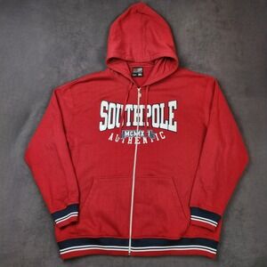 Vintage Southpole Hoodie Mens 3XL Red Authentic Collection MCMXCI‎ Full Zip Y2K
